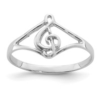 Sterling Silver Rhodium-plated Polished Music Note Ring view 1