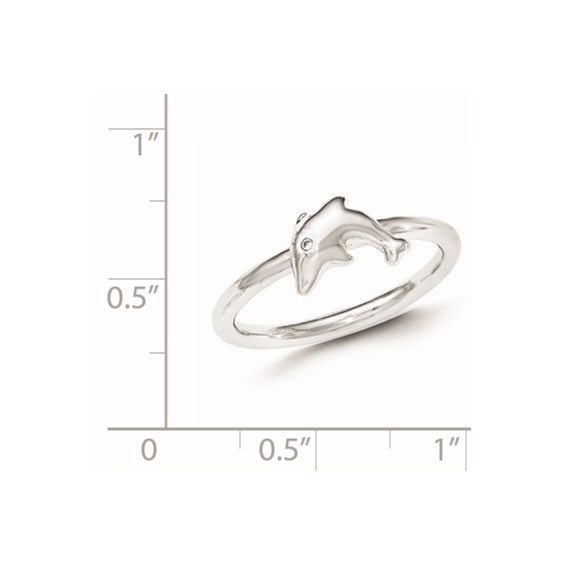 Sterling Silver CZ Dolphin Ring