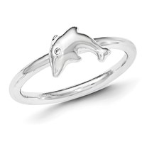 Sterling Silver CZ Dolphin Ring view 1