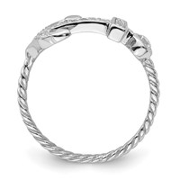 Sterling Silver Rhodium-plated Polished and Textured CZ Anchor Ring view 2