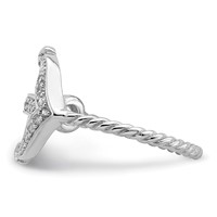 Sterling Silver Rhodium-plated Polished and Textured CZ Anchor Ring view 3