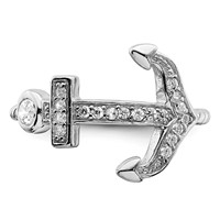 Sterling Silver Rhodium-plated Polished and Textured CZ Anchor Ring view 5
