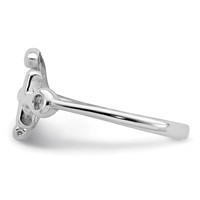 Sterling Silver Rhodium-plated Polished Anchor Ring view 3