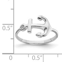 Sterling Silver Rhodium-plated Polished Anchor Ring view 4