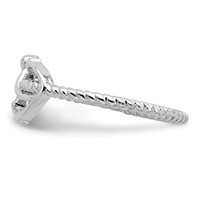 Sterling Silver Rhodium-plated Polished Anchor Ring view 3