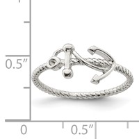 Sterling Silver Rhodium-plated Polished Anchor Ring view 4