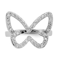 Sterling Silver Rhodium-plated CZ Butterfly Ring view 5