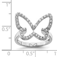 Sterling Silver Rhodium-plated CZ Butterfly Ring view 4