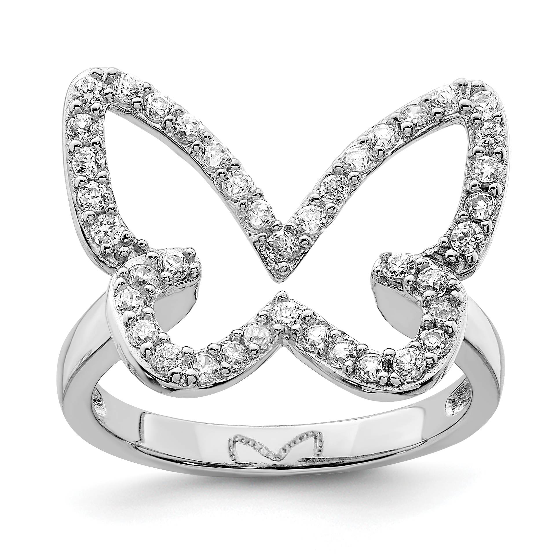 Sterling Silver Rhodium-plated CZ Butterfly Ring (QR6235-6)