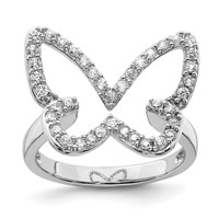 Sterling Silver Rhodium-plated CZ Butterfly Ring view 1