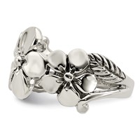 Sterling Silver Polished Antiqued Flower Ring view 3