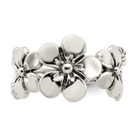 Sterling Silver Polished Antiqued Flower Ring view 5