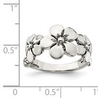 Sterling Silver Polished Antiqued Flower Ring view 4