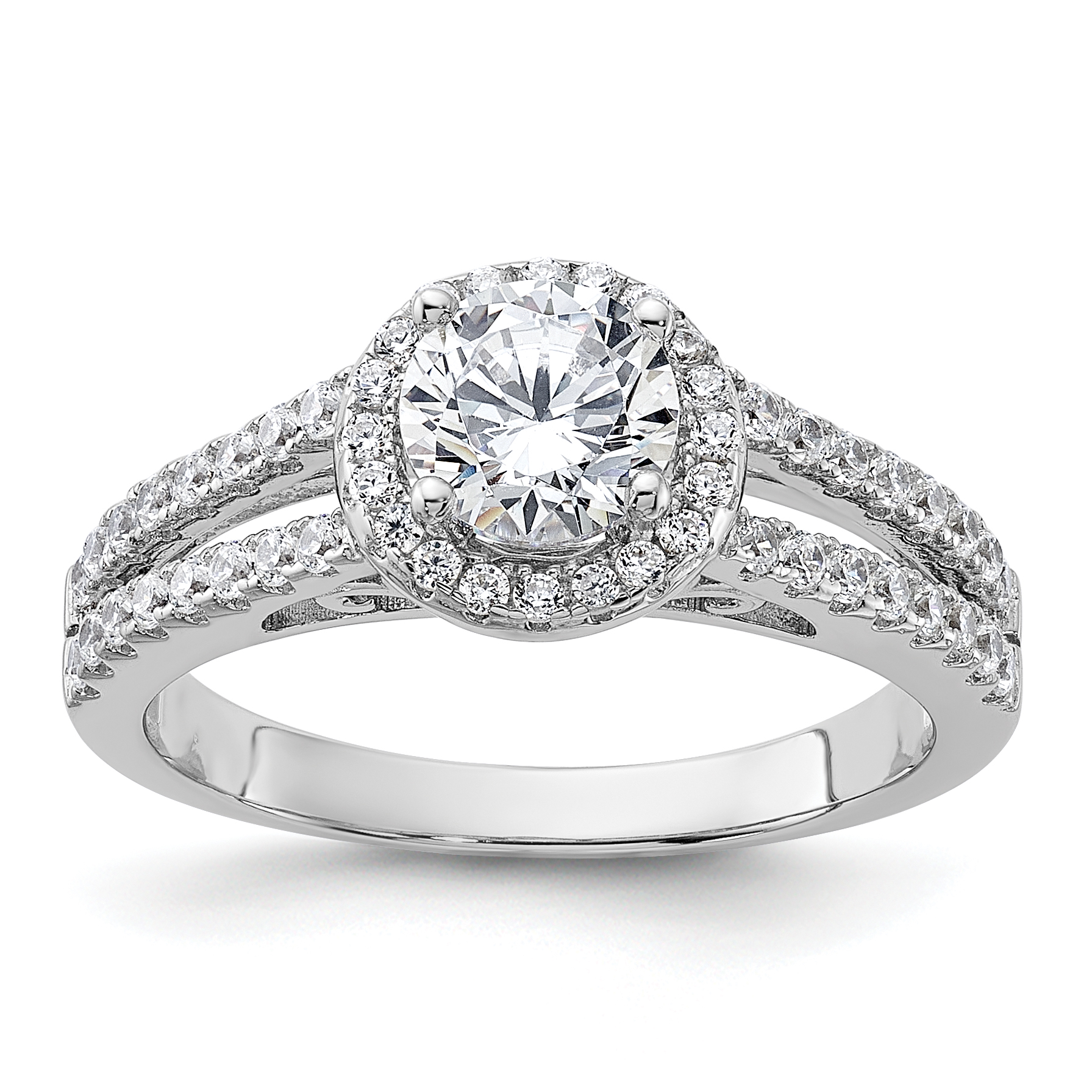 Sterling Silver Rhodium-plated & CZ Ring (QR6239-8)