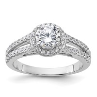 Sterling Silver Rhodium-plated & CZ Ring view 1