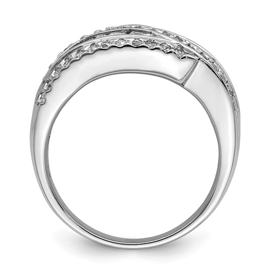 Sterling Silver Rhodium-plated CZ Ring