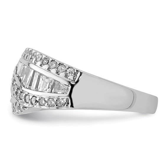 Sterling Silver Rhodium-plated CZ Ring