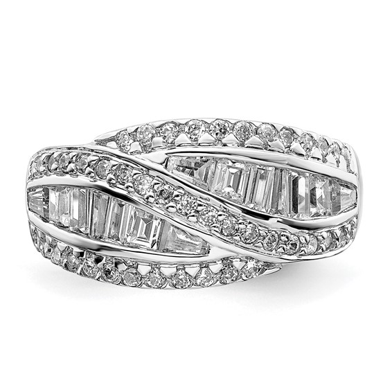 Sterling Silver Rhodium-plated CZ Ring
