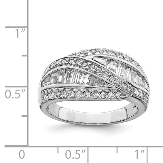Sterling Silver Rhodium-plated CZ Ring