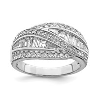 Sterling Silver Rhodium-plated CZ Ring view 1