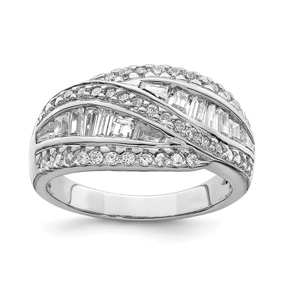 Sterling Silver Rhodium-plated CZ Ring