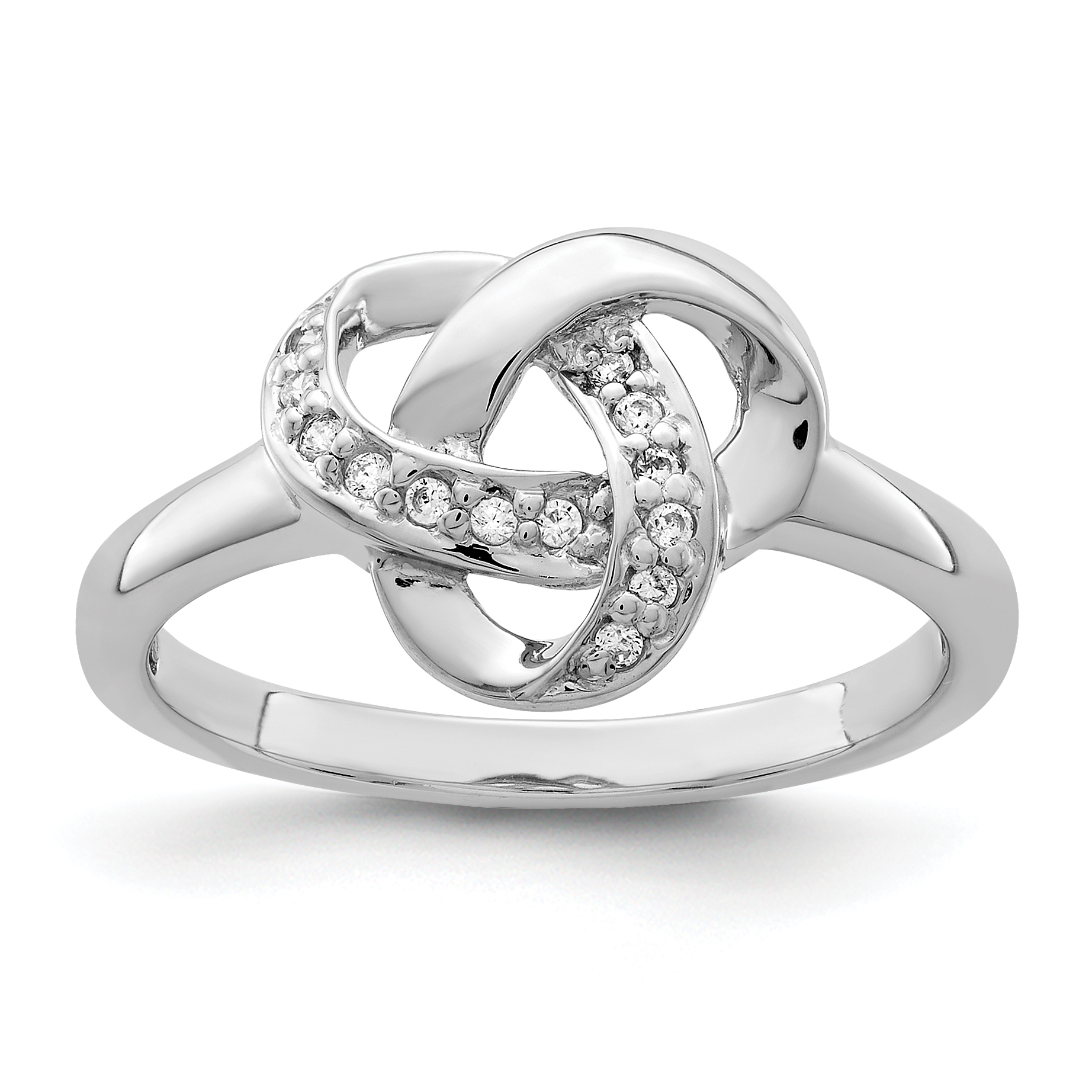Sterling Silver Rhodium-plated CZ Knot Ring (QR6249-6)