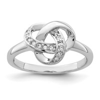 Sterling Silver Rhodium-plated CZ Knot Ring view 1