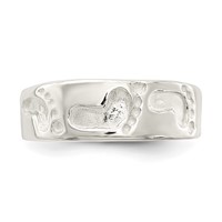 Sterling Silver Foot Print Toe Ring view 5