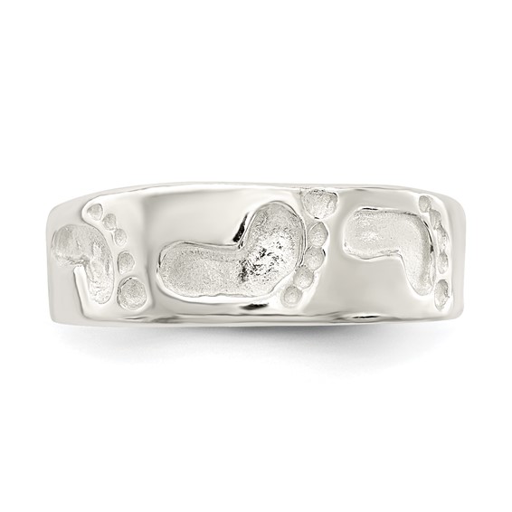 Sterling Silver Foot Print Toe Ring