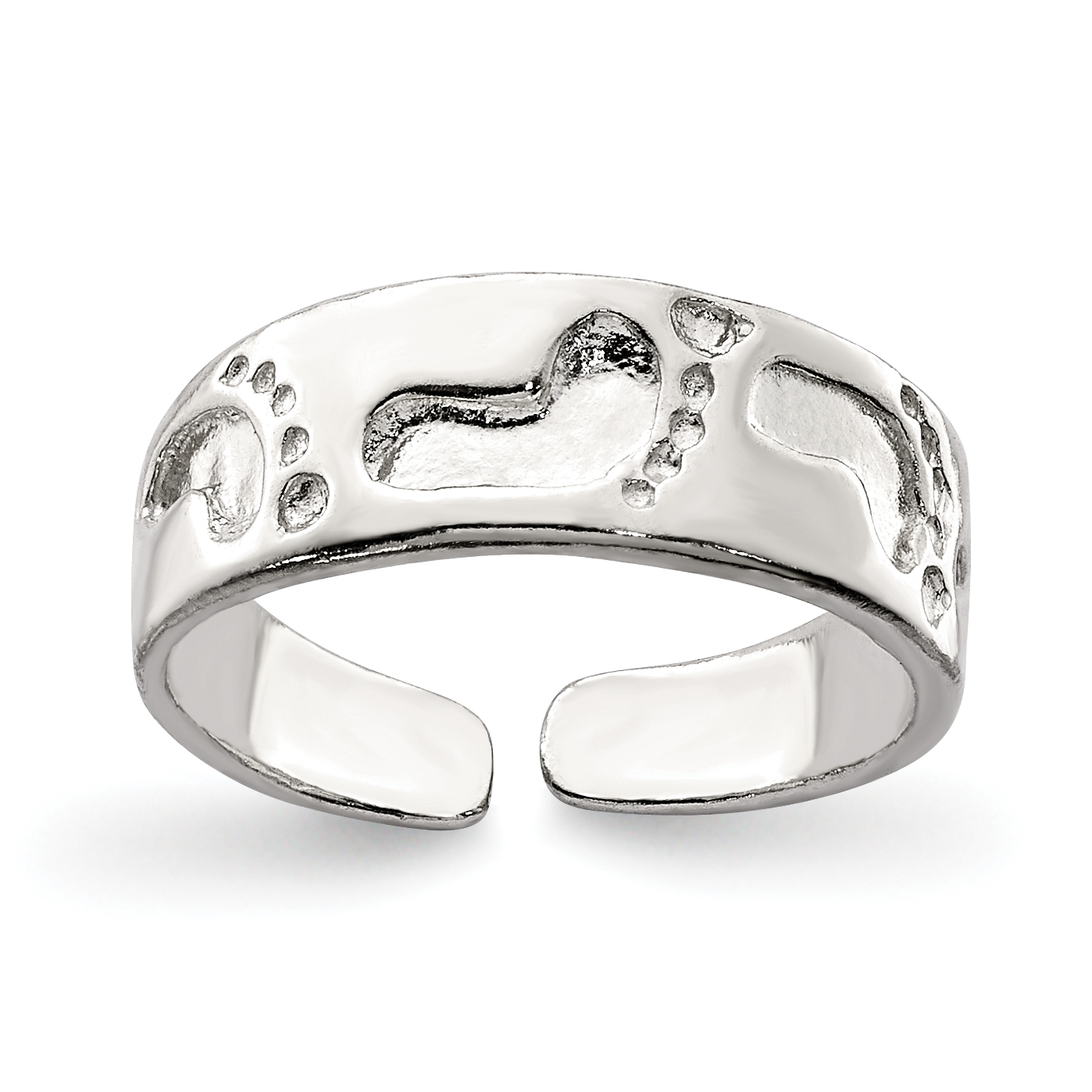 Sterling Silver Foot Print Toe Ring (QR625)