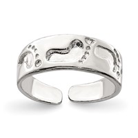 Sterling Silver Foot Print Toe Ring view 1