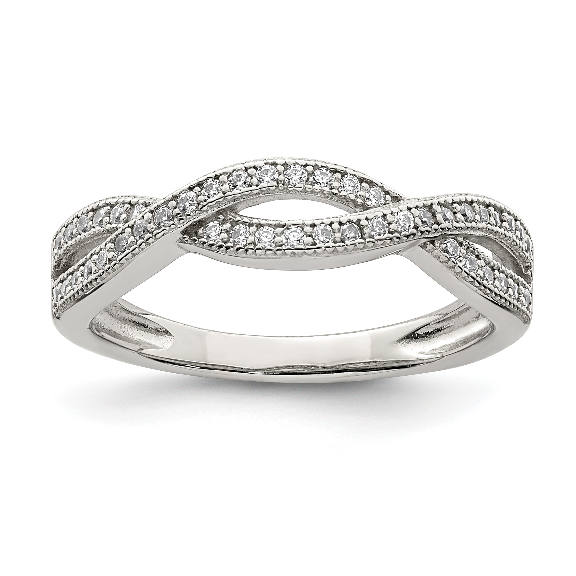 Sterling Silver Rhodium-plated CZ Ring (QR6252-8)