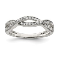 Sterling Silver Rhodium-plated CZ Ring view 1