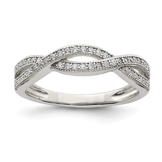 Sterling Silver Rhodium-plated CZ Ring