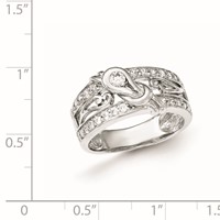 Sterling Silver Rhodium-plated Ring with CZ view 3