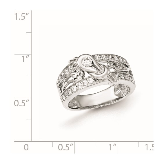 Sterling Silver Rhodium-plated w/CZ Ring