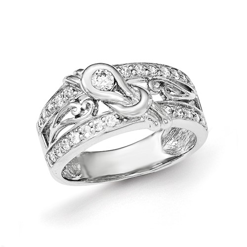 Sterling Silver Rhodium-plated w/CZ Ring