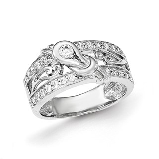 Sterling Silver Rhodium-plated w/CZ Ring