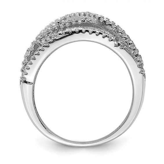 Sterling Silver Rhodium-plated CZ Micro pavé Ring