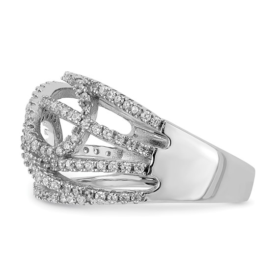 Sterling Silver Rhodium-plated CZ Micro pavé Ring
