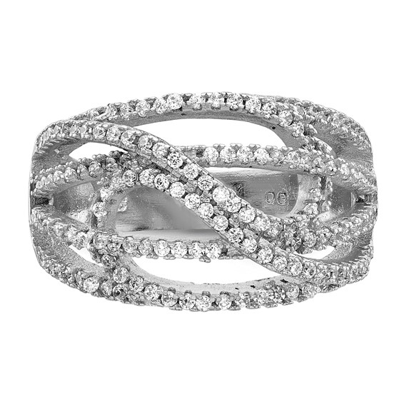 Sterling Silver Rhodium-plated CZ Micro pavé Ring