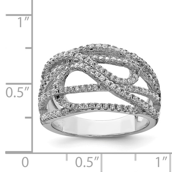 Sterling Silver Rhodium-plated CZ Micro pavé Ring