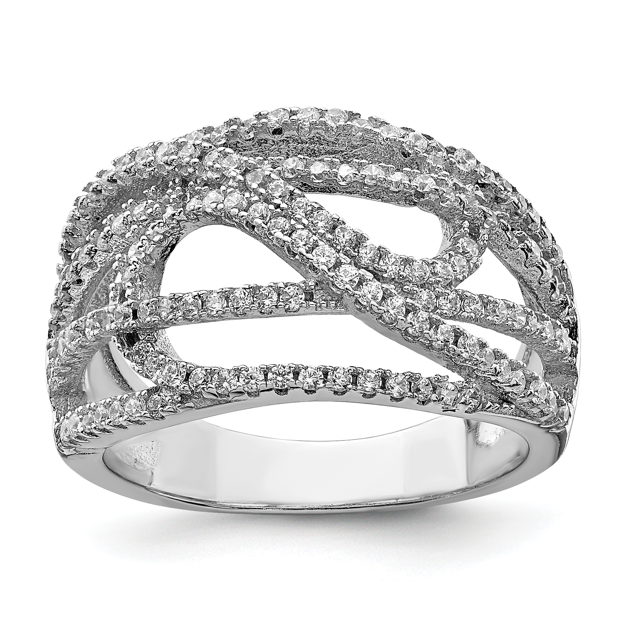 Sterling Silver Rhodium-plated CZ Micro pavÃ© Ring (QR6258-6)
