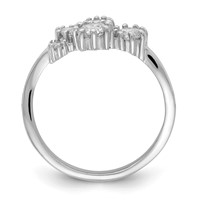 Sterling Silver Rhodium-plated W CZ Ring view 2