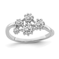 Sterling Silver Rhodium-plated W CZ Ring view 1
