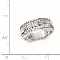 Sterling Silver Polished & Textured CZ Ring view 4