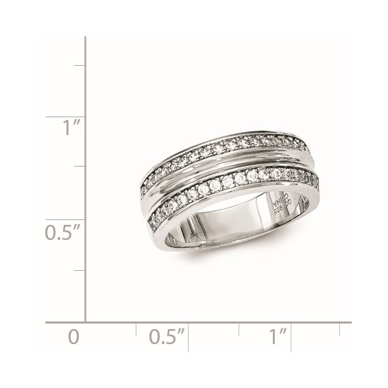 Sterling Silver Polished & Textured CZ Ring