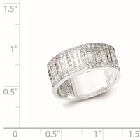 Sterling Silver CZ Baguettes Rounds Ring view 3