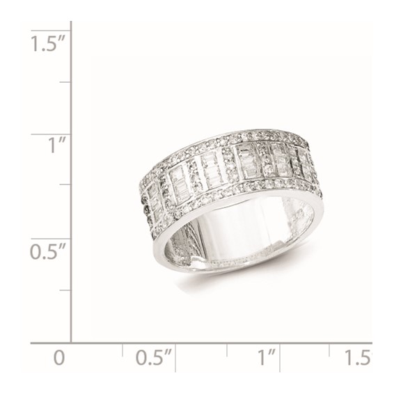 Sterling Silver CZ Baguettes/Rounds Ring