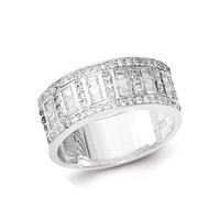 Sterling Silver CZ Baguettes Rounds Ring view 1